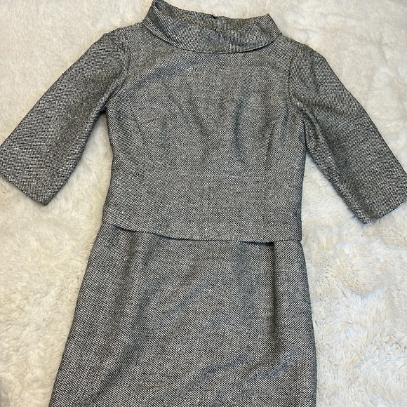 Talbots Petites Pure Silk Tweed Black White Dress Classic - Picture 13 of 13
